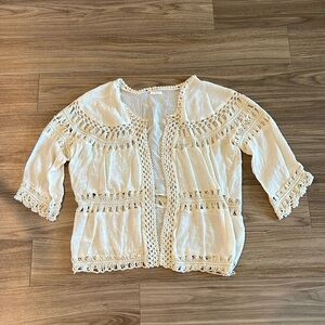 Anthropologie x Evelyn K New York duster crochet jacket